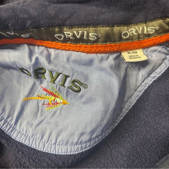 Orvis Men’s Navy Blue Signature 1/4 Zip Sweatshirt, Size XL - Picture 7 of 9